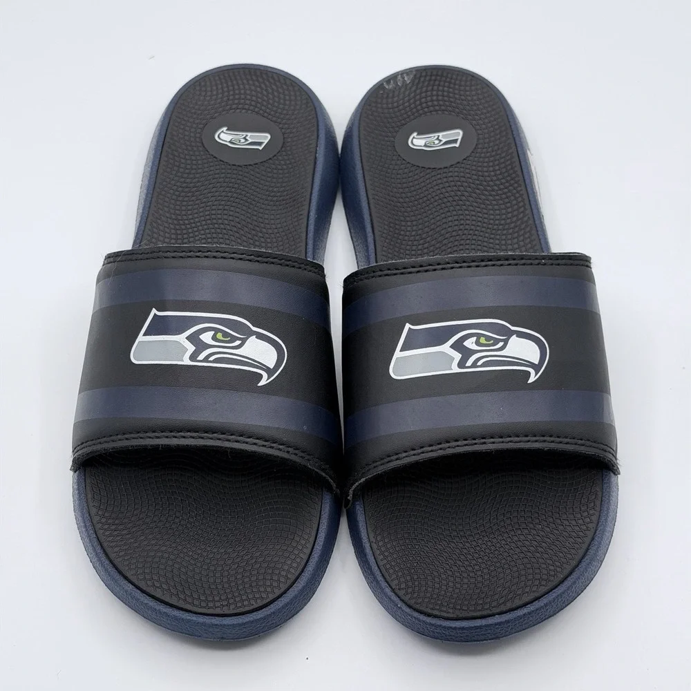 Seattle Seahawks NFL Mens FOCO Slide Sandals Training Camp Gel Slides Sz M 9-10
